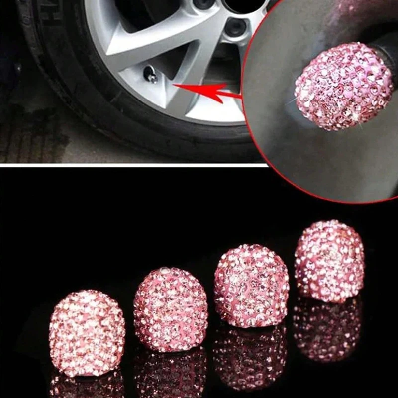 Steering Wheel Cover - 2/4 pçs diamante tampas de válvula